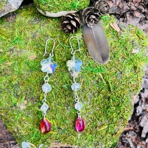 Cranberry Crystal Sun Catcher Earrings